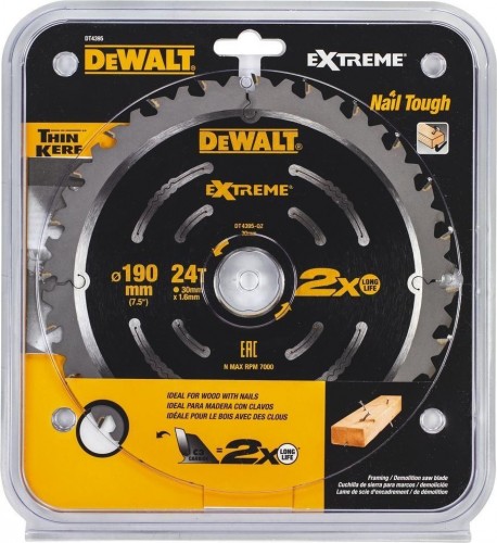Пильный диск по дереву DeWALT 190х24тх30 мм. Extreme Demo2X DT4395-QZ DT4395-QZ - изображение 2