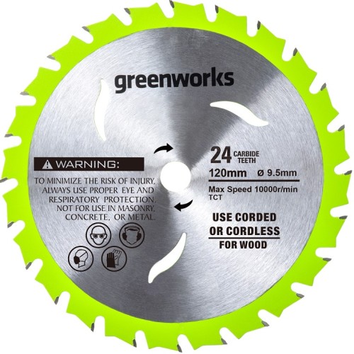 Пильный диск по дереву GREENWORKS 120х9,5 мм, 24T 2952507