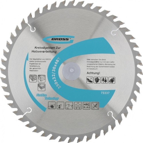 Пильный диск по дереву GROSS 73337 ф250х32 мм, 48 зубьев + кольцо 32/30мм