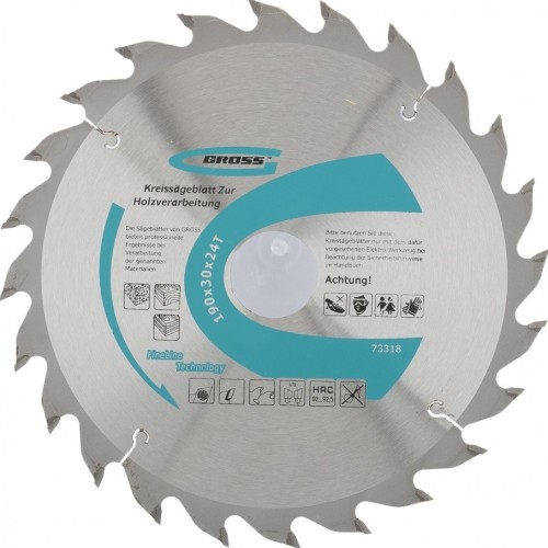 Пильный диск по дереву GROSS 73318 ф190х30 мм, 24 зуба