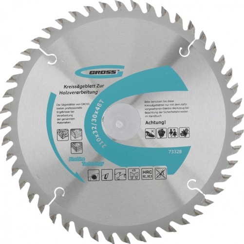 Пильный диск по дереву GROSS 73328 ф210х32 мм, 48 зубьев + кольцо 32/30мм