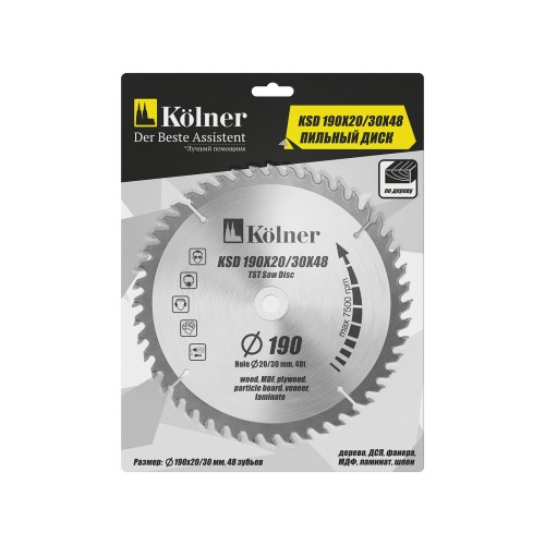 Пильный диск по дереву Kolner KSD 190х20/30x48 кн190-20-30-48 - изображение 2