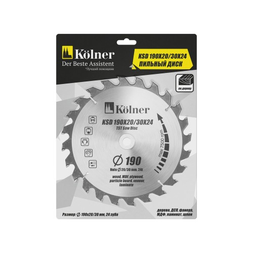 Пильный диск по дереву Kolner KSD 190х20/30x24 кн190-20-30-24 - изображение 2