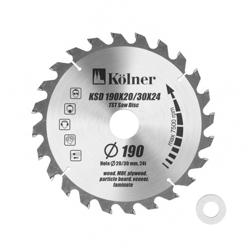 Пильный диск по дереву Kolner KSD 190х20/30x24 кн190-20-30-24