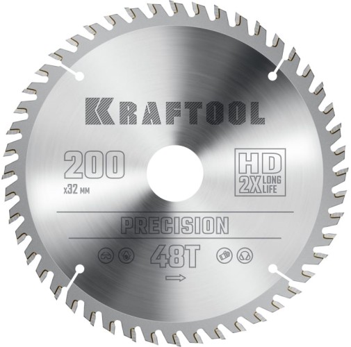 Пильный диск по дереву KRAFTOOL PRECISION 200х32мм 48T 36952-200-32