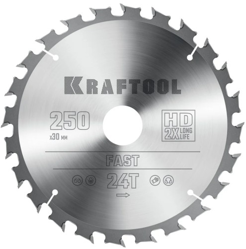 Пильный диск по дереву KRAFTOOL Fast 250х30мм 24T 36950-250-30