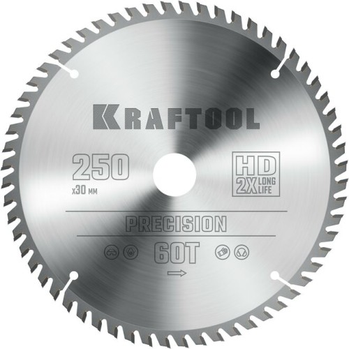 Пильный диск по дереву KRAFTOOL PRECISION 250х30мм 60т 36952-250-30