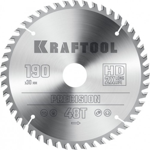 Пильный диск по дереву KRAFTOOL 36952-190-30 PRECISSION 190х30мм 48T
