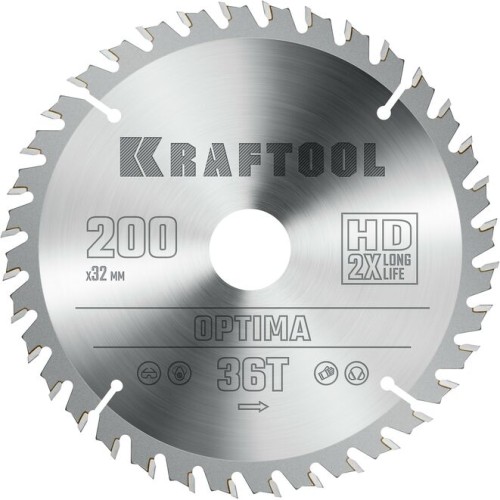 Пильный диск по дереву KRAFTOOL Optima 200х32мм 36T 36951-200-32