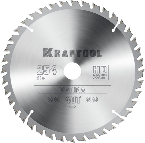 Пильный диск по дереву KRAFTOOL Optima 254х30мм 40т 36951-254-30