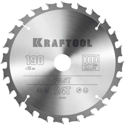 Пильный диск по дереву KRAFTOOL Fast 190х20мм 24T 36950-190-20