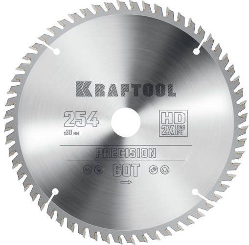 Пильный диск по дереву KRAFTOOL PRECISION 254х30мм 60т 36952-254-30