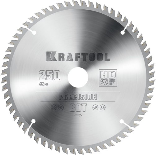 Пильный диск по дереву KRAFTOOL PRECISION 250х32мм 60т 36952-250-32