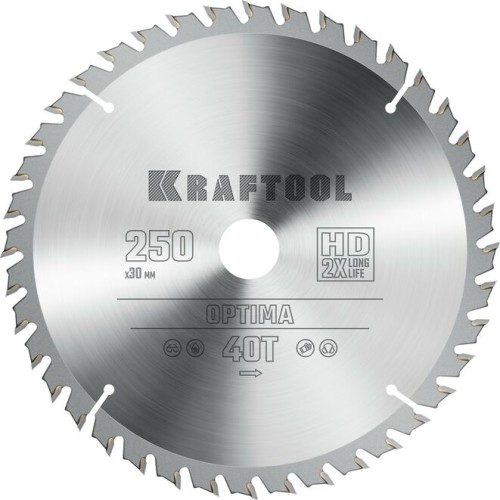 Пильный диск по дереву KRAFTOOL Optima 250х30мм 40T 36951-250-30