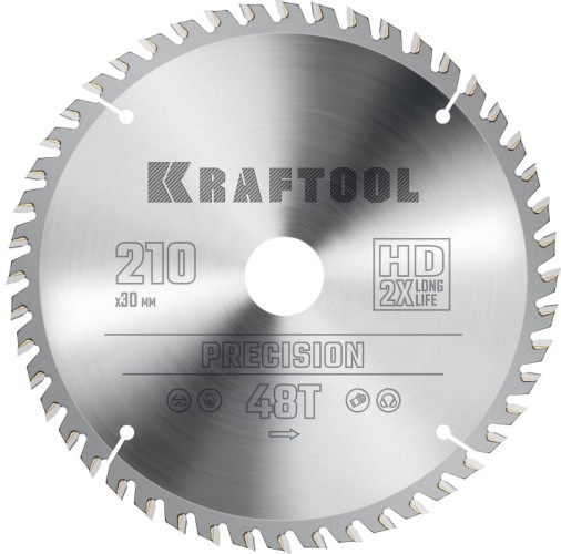 Пильный диск по дереву KRAFTOOL PRECISION 210х30мм 48T 36952-210-30