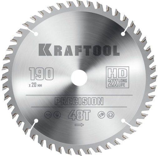 Пильный диск по дереву KRAFTOOL PRECISION 190х20мм 48T 36952-190-20