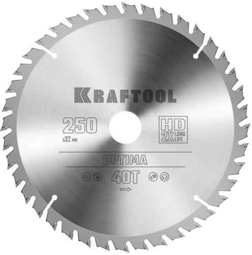 Пильный диск по дереву KRAFTOOL Optima 250х32мм 40T 36951-250-32