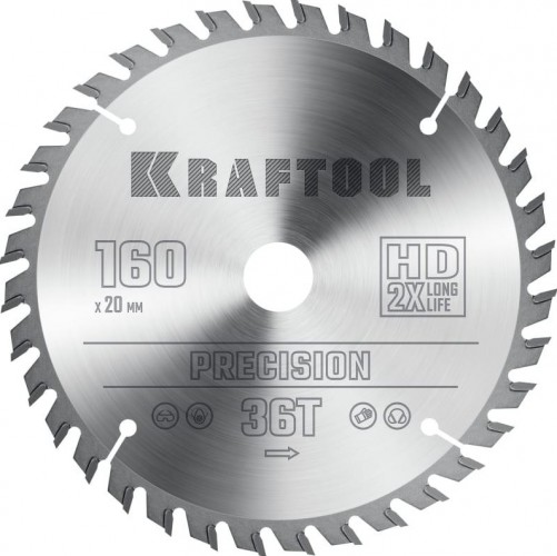 Пильный диск по дереву KRAFTOOL 36952-160-20 PRECISSION 160х20мм 36T