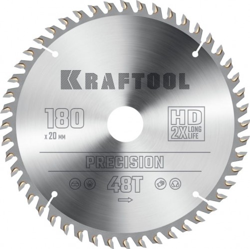 Пильный диск по дереву KRAFTOOL 36952-180-20 PRECISSION 180х20мм 48T