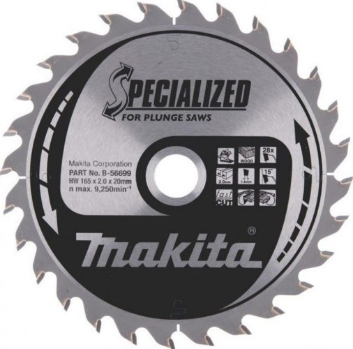 Пильный диск по дереву MAKITA 165x20x1.4x28 (для dsp600) B-56699