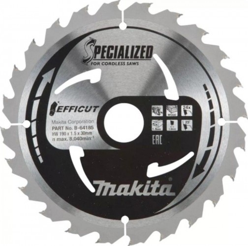 Пильный диск по дереву MAKITA 190x30x1.0х24T для efficut B-64185