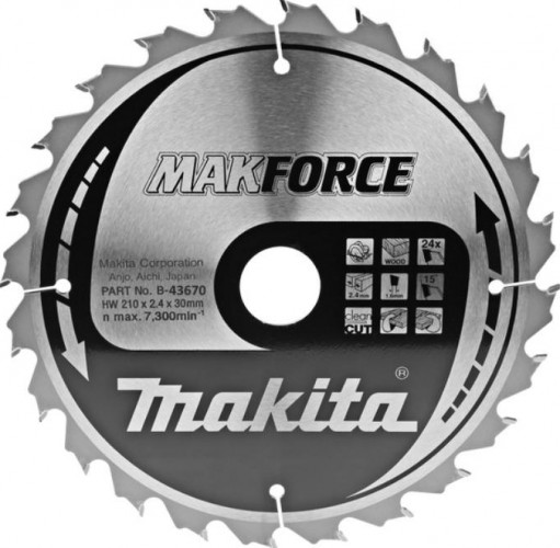 Пильный диск по дереву MAKITA 210x30x1.6x24T для makforce B-43670