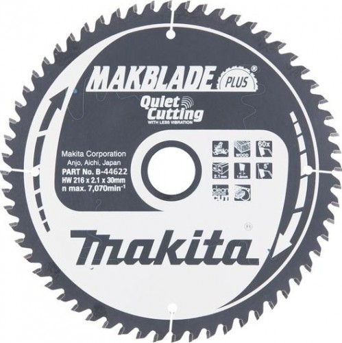 Пильный диск по дереву MAKITA 216x30x1.6x60T для makblade plus B-44622