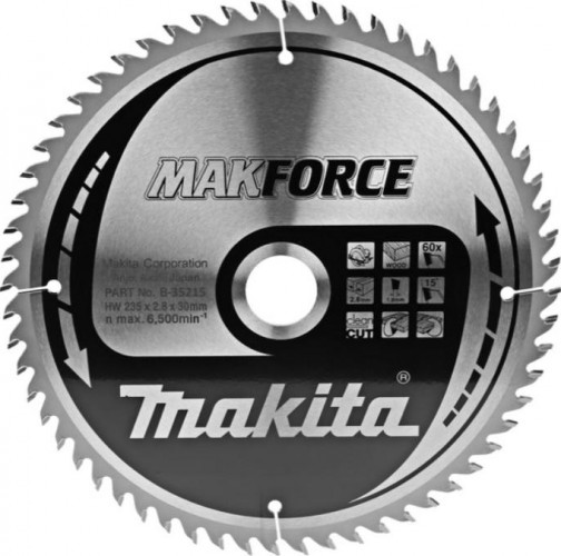 Пильный диск по дереву MAKITA 235x30x1.8x60T для makforce B-35215