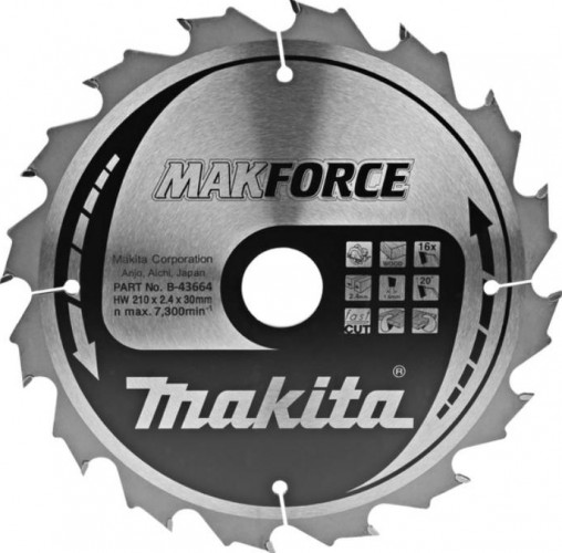 Пильный диск по дереву MAKITA 210x30x1.6x16T для makforce B-43664
