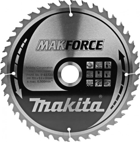 Пильный диск по дереву MAKITA 235x30x1.6x40T для makforce B-43723