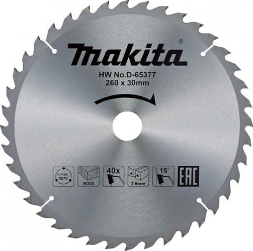 Пильный диск по дереву MAKITA 260x30x1,8x40T D-65377