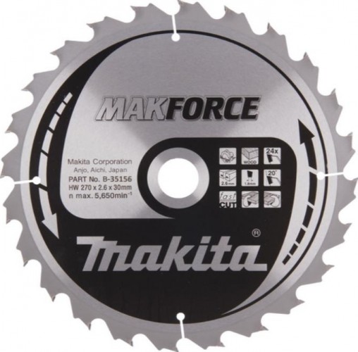 Пильный диск по дереву MAKITA 270x30x1.8x24T для makforce B-35156