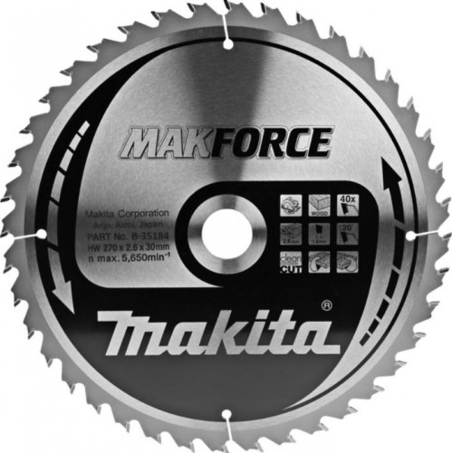 Пильный диск по дереву MAKITA 270x30x1.6x40T для makforce B-35184