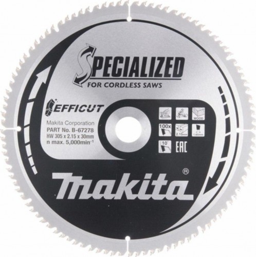 Пильный диск по дереву MAKITA 305x30x1,65x100T для efficut B-67278