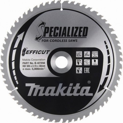 Пильный диск по дереву MAKITA 305x30x1,65x60T для efficut B-67256