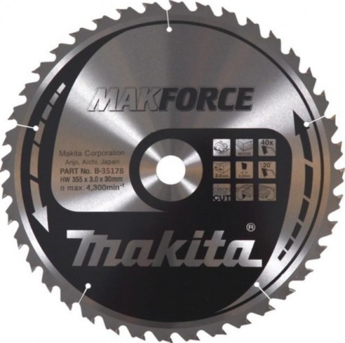 Пильный диск по дереву MAKITA 355x30x2.2x40T для makforce B-35178