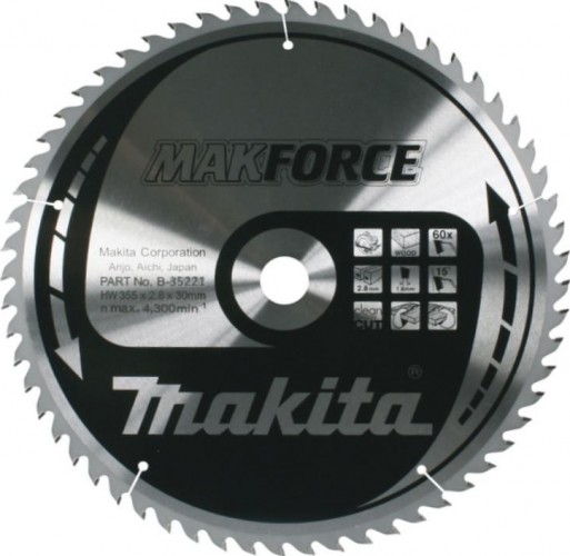 Пильный диск по дереву MAKITA 355x30x1.8x60T для makforce B-35221