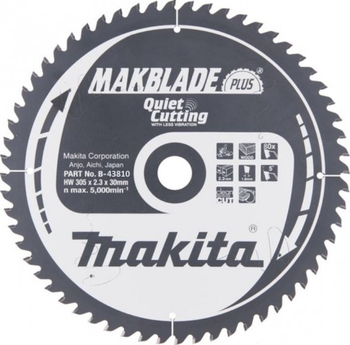 Пильный диск по дереву MAKITA 305x30x1.8x80T для makblade plus B-43810
