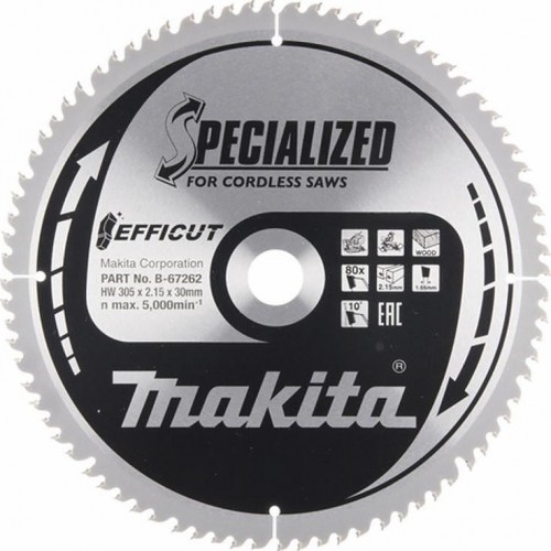 Пильный диск по дереву MAKITA 305x30x1,65x80T для efficut B-67262