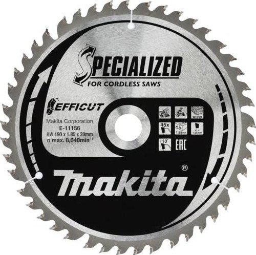 Пильный диск по дереву MAKITA E-11156 efficut 190x20x1,35x45t