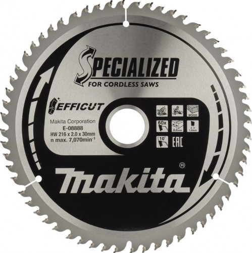 Пильный диск по дереву MAKITA E-08888 efficut, 216x30x1.5x60t