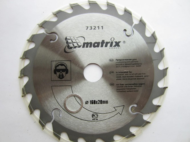 Пильный диск по дереву MATRIX 160х20мм, 24 зуба кольцо, 16/20 73211 - изображение 4