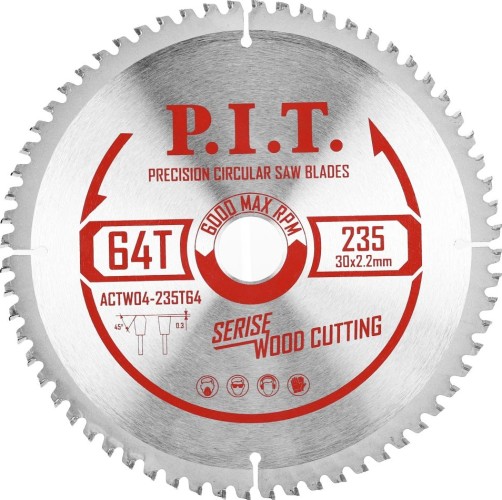 Пильный диск по дереву P.I.T. ACTW04-235T64 235x30x2,2 мм