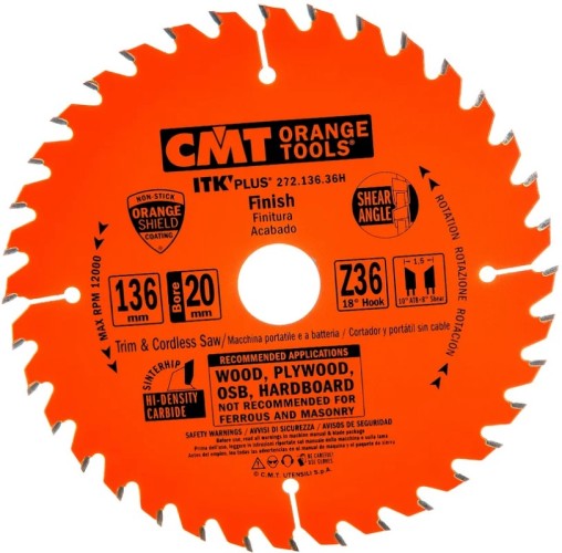 Пильный диск по дереву СМТ 136X20(+10)X1,5/1,018°10°ATB+8°SHEARZ=36 272.136.36H