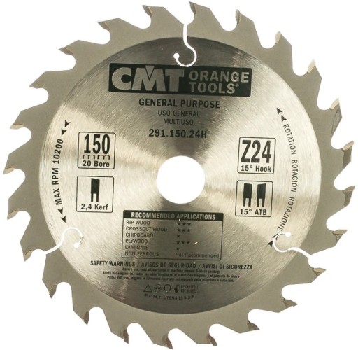 Пильный диск по дереву СМТ 150X20X2,4/1,415°15°ATBZ=24 291.150.24H
