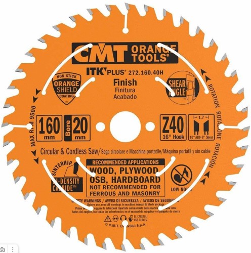Пильный диск по дереву СМТ 160X20(+16)X1,7/1,116°10°ATB+8°SHEARZ=40 272.160.40H