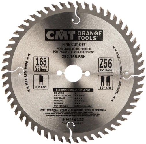 Пильный диск по дереву СМТ 165X20X2,2/1,610°15°ATBZ=56 292.165.56H