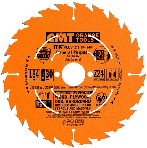 Пильный диск по дереву СМТ 184X30X1,7/1,120°10°ATB+8°SHEARZ=24 271.184.24M