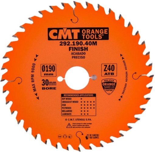 Пильный диск по дереву СМТ 190X30X2,6/1,615°15°ATBZ=40 292.190.40M