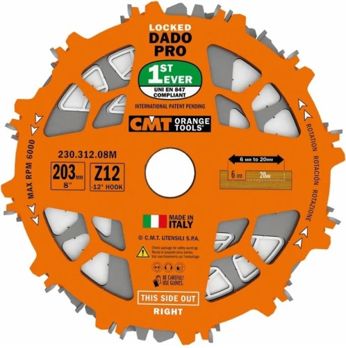 Пильный диск по дереву СМТ 203x30x6-20 z=12 a=12 DADO  230.312.08M